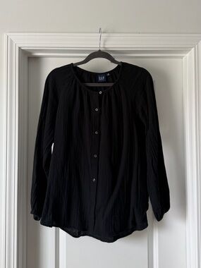 Gap Black Gauze Button Up Top